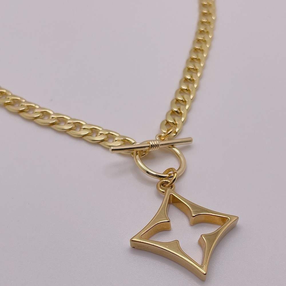 Repurposed Louis Vuitton Flower Cutout Necklace